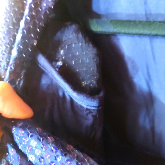 Aqua Capsule Deep Blue Purple Sequin Lined Keyhole Long Sleeve Party Dress - Picture 8 of 11